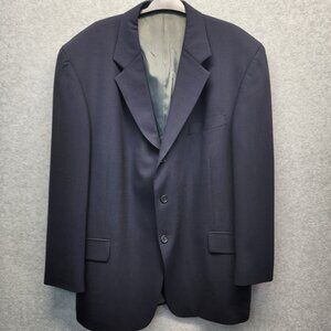 Oscar De La Renta Stretch Wool Blazer Mens 46R Navy Blue Suit Jacket Sport Coat